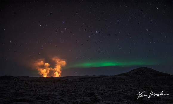 Icelandic Volcano At Night
