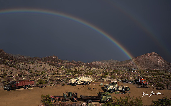 Rainbow Over The Trucks Nevada